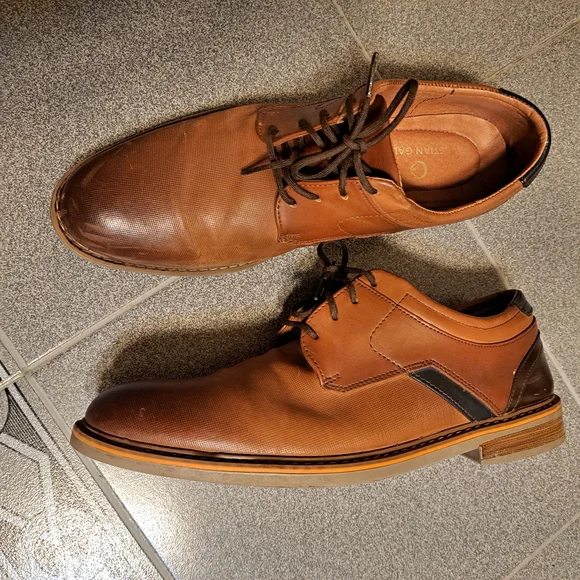 Christian Gallery Mens Elegant Tan Leather Oxfords Shoes Size 8.5 - Picture 1 of 5